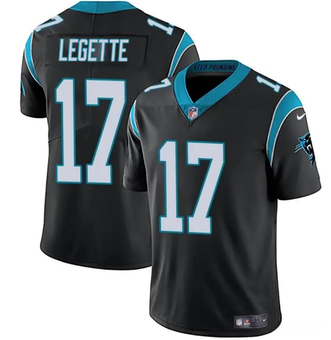Men's Carolina Panthers #17 Xavier Legette Black 2024 Draft Vapor Limited Stitched Football Jersey